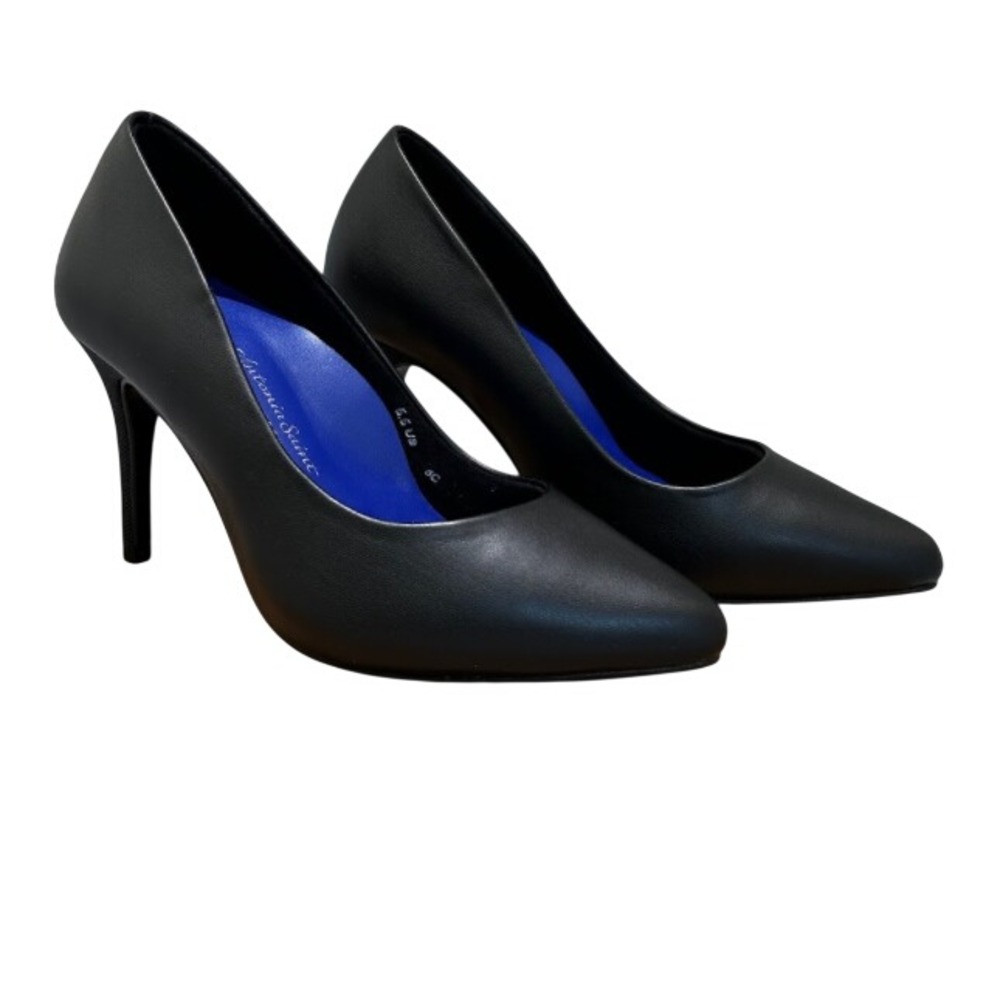 Antonia Saint NY Victoria Pump Heel 3.0 Black Leather Pointed Toe Shoes Size 5.5 - Picture 3 of 9